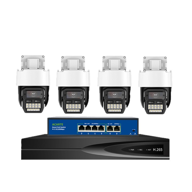 Powerful 5 million pixel POE surveillance camera outdoor 360 degree two-way intercom HD monitor set