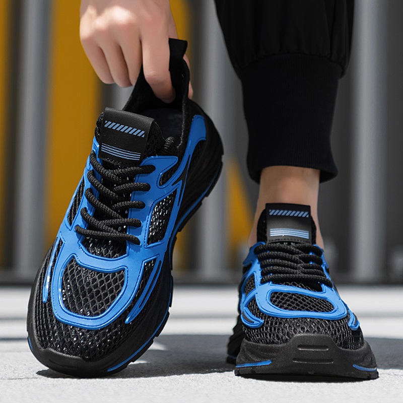 Calzado deportivo para estudiantes zapatos para hombres al aire libre 2025 zapatos de malla de verano zapatos de moda huecos de red grande para hombres adolescentes 45 tallas grandes