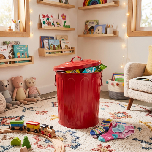 Source Manufacturer 2026 New Model 5-Gallon Metal Trash Can, Vintage Style Storage Bin with Handle, Galvanized Trash Can