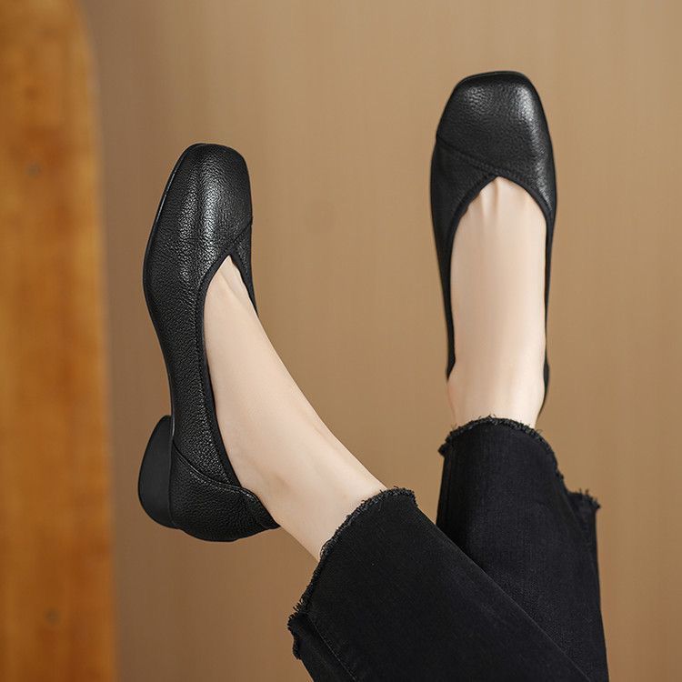 Nicho Casual 2026 verano nuevos zapatos de mujer zapatos de tacón bajo zapatos de zapato superficial zapatos redondos