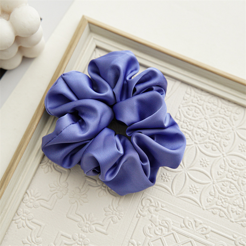 Changchun flower blue printing series large intestine hair band headgear cross-border elastic headrope satin hair band hair accessories_voghion.com