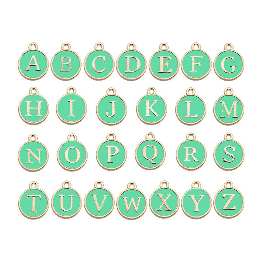 KC aleación de oro de doble cara goteo aceite 26 letras DIY multi-color traje joyería accesorios colgante collar accesorios al por mayor