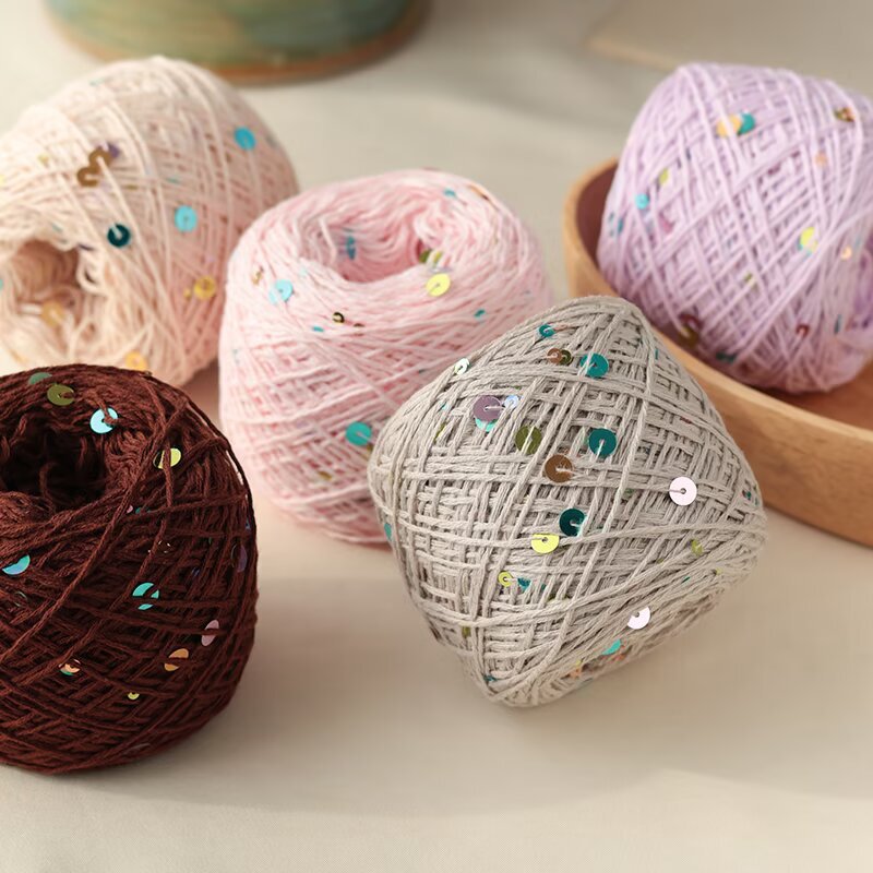 Starry Sky Pure Cotton Sequin Yarn with Beads 3+6mm Sequin Thread 50g Handmade Weaving Thread for Clothes, Bags, Hats Starry Sky Pure Cotton Sequin Yarn with Beads 3+6mm Sequin Thread 50g Handmade Weaving Thread for Clothes, Bags, Hats