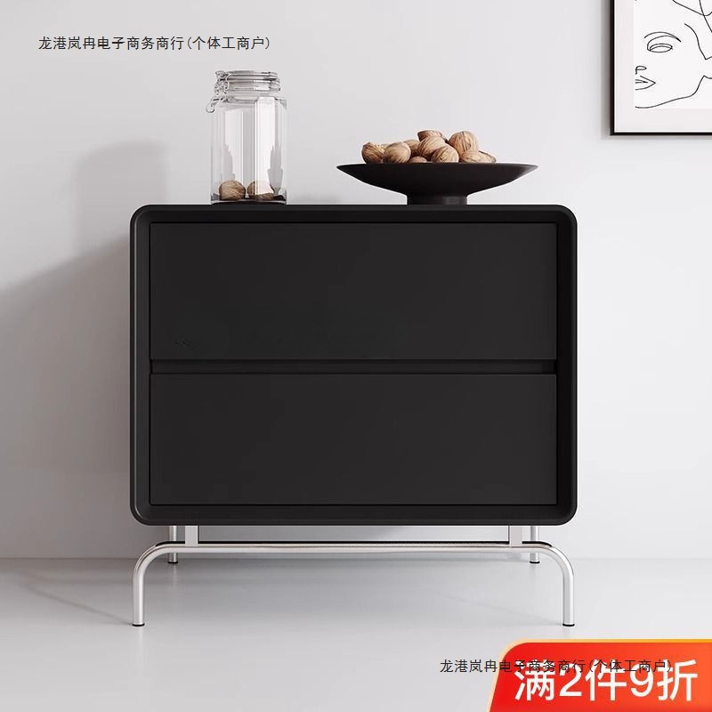 北欧实木床头柜简约现代卧室黑色床边抽屉小柜子储物柜家用收纳柜|undefined