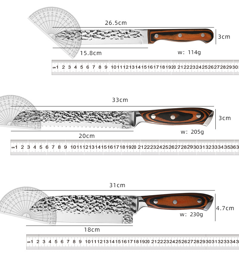 【定制】亚马逊刀具套装15件套彩木柄钢头刀套装带木刀座礼品刀具详情9