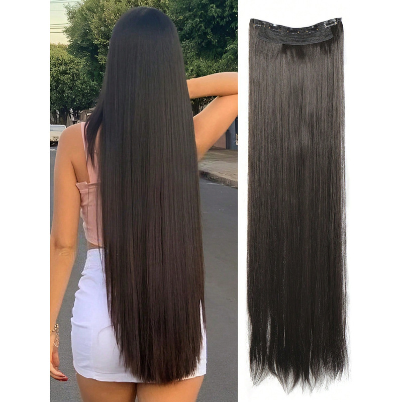 Wigs Are a Hot-Selling Item in Cross-Border Trade, Popular among European and American Women, Five-Section Extra-Long Straight Hair Extensions, Large Hairpieces, Dyed Gradient Hair Extensions