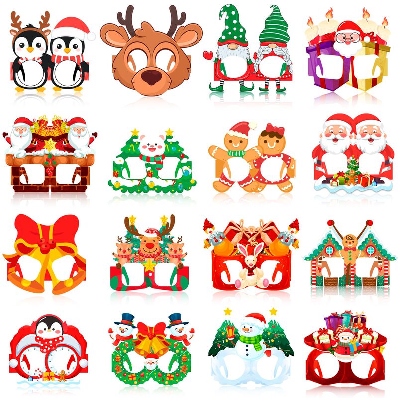 Cross-border new Christmas-themed party cartoon decorations, glasses, party atmosphere props, and photo props