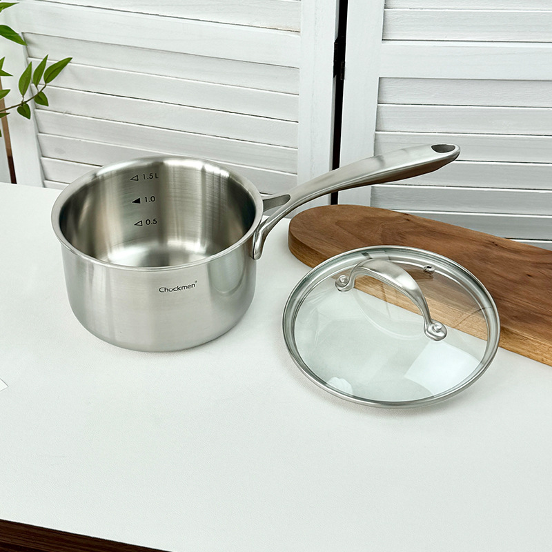 Chockmen Zhuo Deming 18 / 10 de acero inoxidable de un solo mango de leche 16 / 18cm de paneles de fideos suplementarios con escala