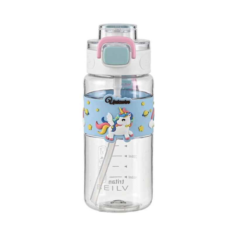 Cute high quality cartoon children's handheld portable glass with glass for students