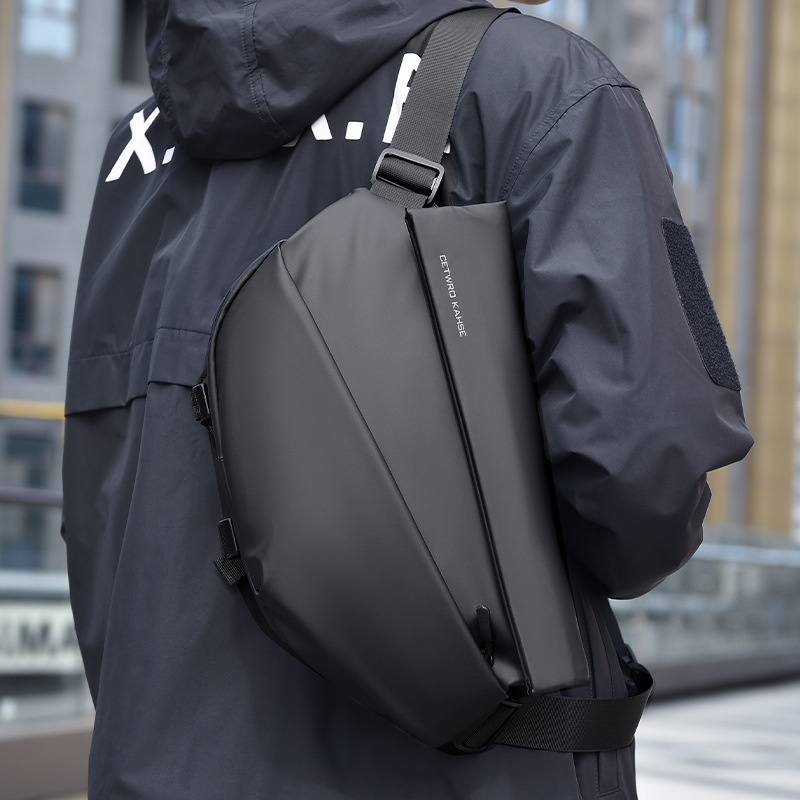 Crossbody Bag for Men, High-End Casual, Trendy and Cool Motorcycle Bag, Men's Oxford Cloth Waterproof Portable Chest Bag, Shoulder Bag for Men