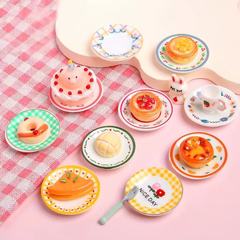 プリントプレート、食品玩具、小さなプレート、樹脂小物、ミニチュア食品玩具、冷蔵庫用マグネット、DIYヘアピン、ジュエリーアクセサリー