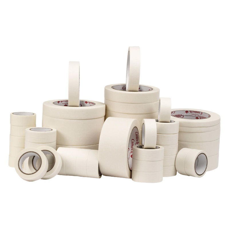 Cinta adhesiva de enmascarar blanca de adherencia media-alta, papel crepé para enmascarar, pintura en aerosol decorativa, separación de costuras, cinta de enmascarar de una sola cara