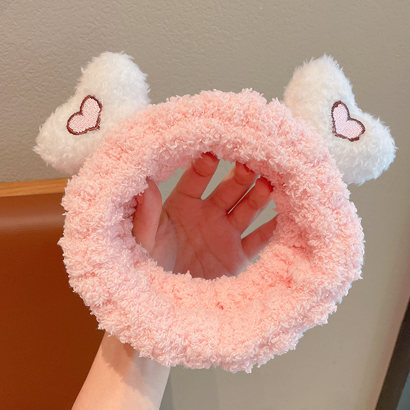 Cartoon facial lavado especial para mujeres 2024 nuevo cabello de peluche maquillaje prensado cabello lindos pinzas de cabello correa tocado