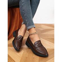 E 34765 Thick sole vintage plus size women's loafers ��׸�