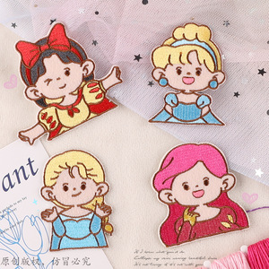 Computer embroidery DIY princess label cartoon characters princess badge label clothing accessories decorative diy accessories handbook self-adhesive fabric stickers