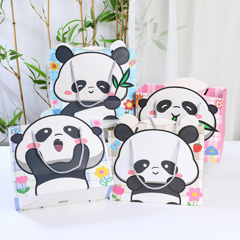 新款熊猫礼品袋 节日生日开学季礼物手提袋 幼儿园零食玩具收纳袋