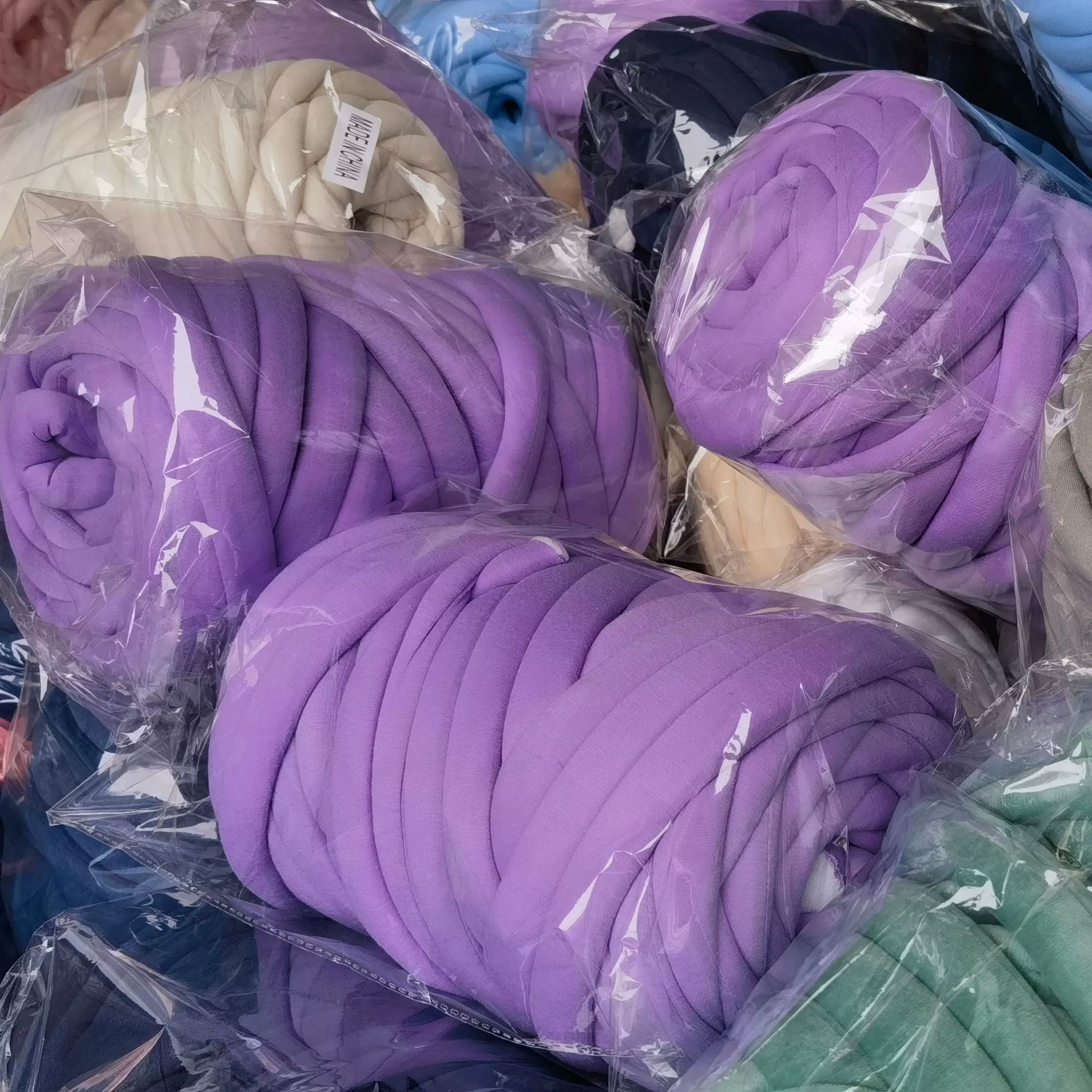 Кускай DIY пряжа для пледа, бархатное литьё хлопок, 1 кг (≈60 м), толщина 2,5 см