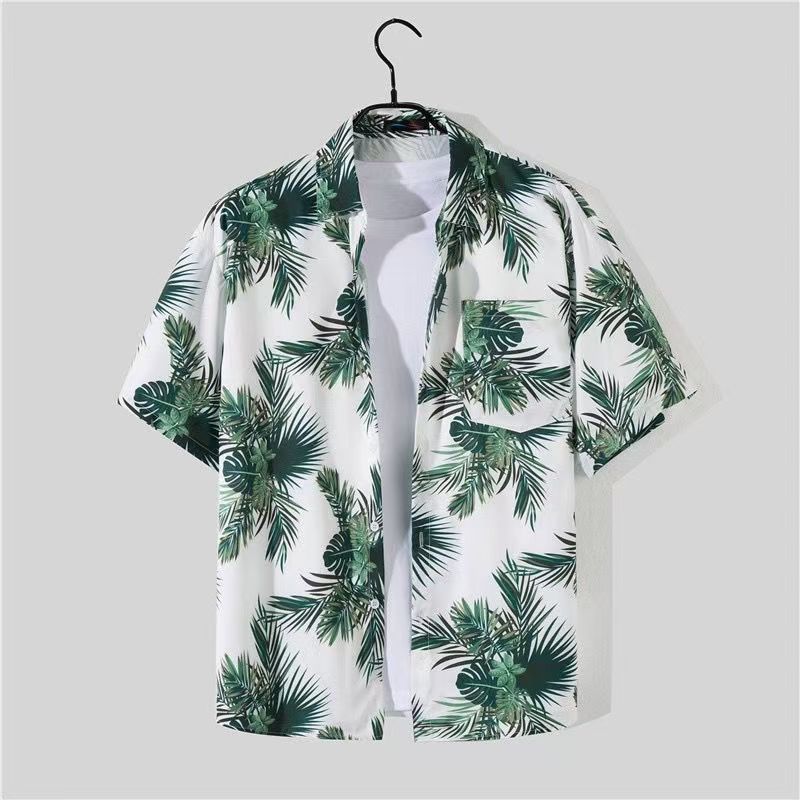Men's Quick-Dry Floral Print Short Sleeve Shirt Loose Fit Beach Casual Hawaiian Style Shirt Machine Washable Convenience_viptrois.com