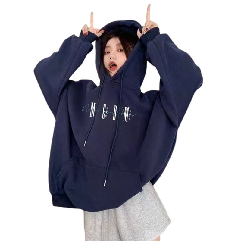 MEDM KASS 패션 브랜드 가을 후드 스웨터 남녀 미국 스트리트 커플의 느슨한 캐주얼 탑