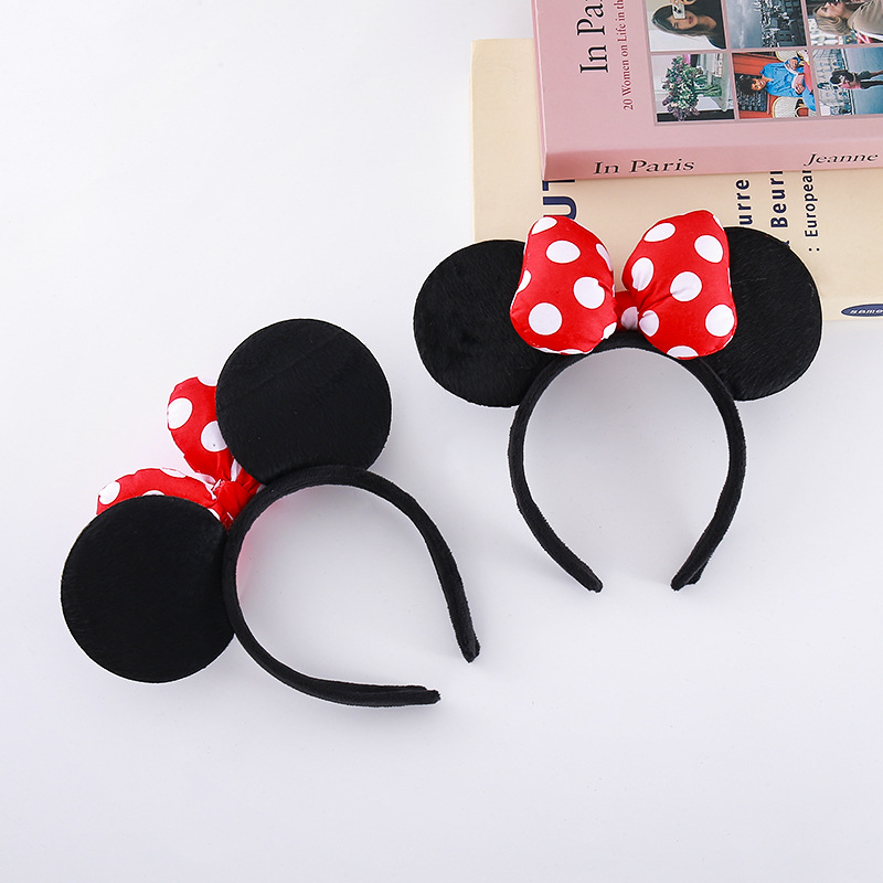 爆款米奇发箍蝴蝶结米老鼠可爱米妮发饰女洗脸发卡游乐园拍照头箍