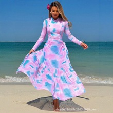 穆斯林2025印花防晒连体女款冲浪服显瘦泳衣长裙度两件套高弹显瘦