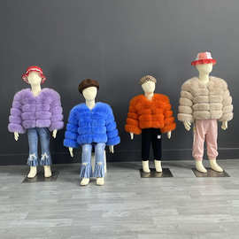 欧美仿狐狸毛皮草外套儿童皮草外套童装拼接加厚保暖冬装皮草外套