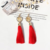 Red festive earrings for bride with tassels, Chinese style, wholesale