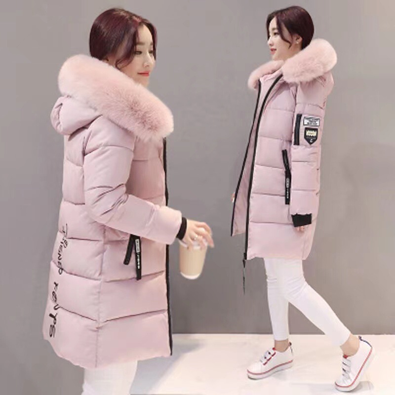 Cross-Border Cotton-Padded Women's Jacket Winter Korean Style Slim down Cotton-Padded Women's Mid-Length Large Size Cold-Proof and Warm Winter