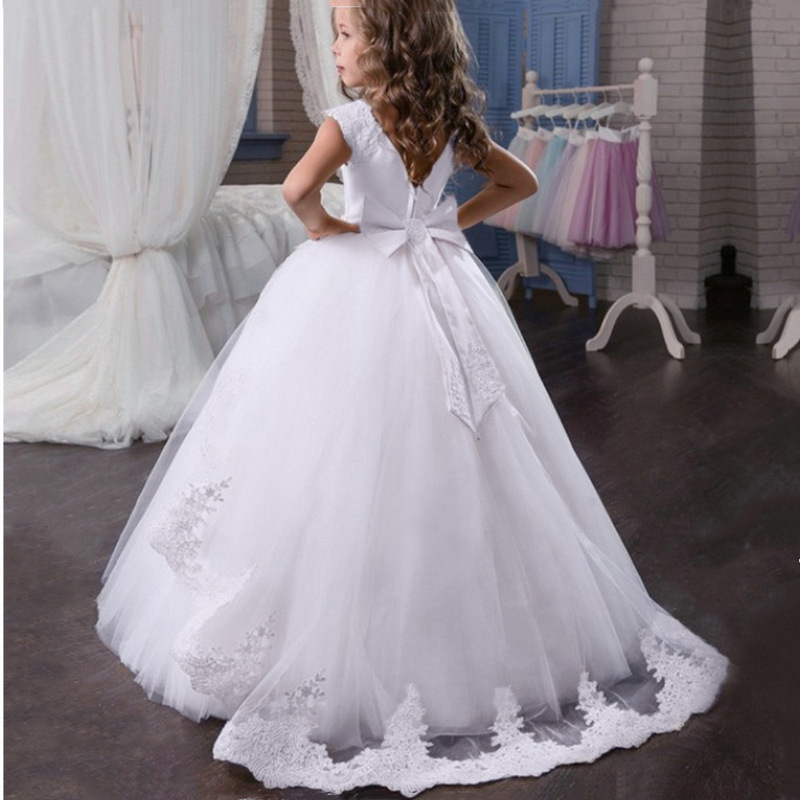 Amazon's Best-Selling White Princess Dress, Lace Children's Gown with Long Train, Flower Girl Wedding Dress, Girl Dresses Amazon's Best-Selling White Princess Dress, Lace Children's Gown with Long Train, Flower Girl Wedding Dress, Girl Dresses
