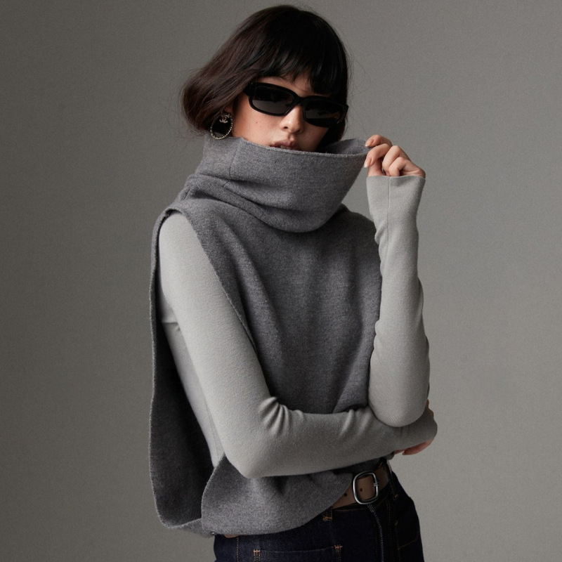 Layered Row Fashionable Deconstructed Wool Double-Layer Knit Vest for Women