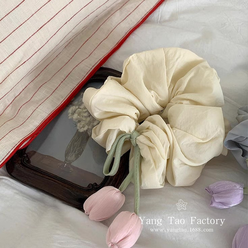 2025 nuevo tocado de temperamento suave, anillo para el cabello, flor de tulipán de alta gama de nicho, anillo de intestino grueso, accesorios para el cabello femenino