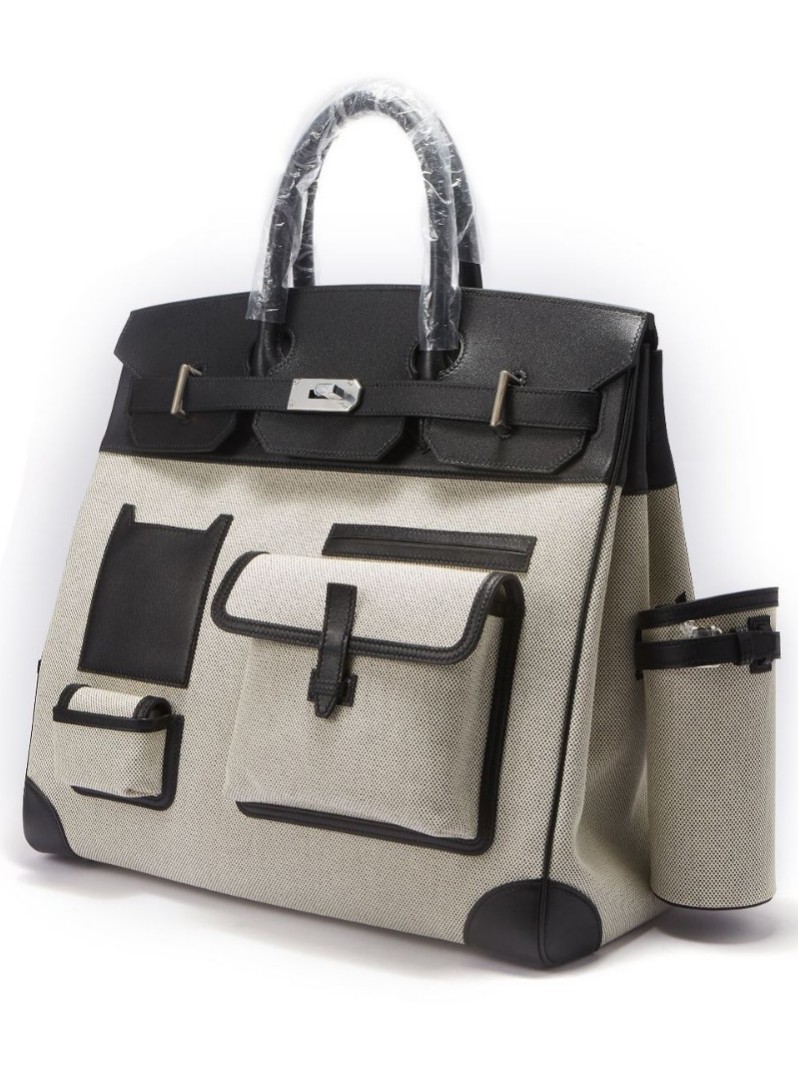 Bolsa de platino directa de fábrica Hac40 bolsas de viaje de color blanco y negro de gran capacidad pulsera de cuero de vaca real de hilo portátil