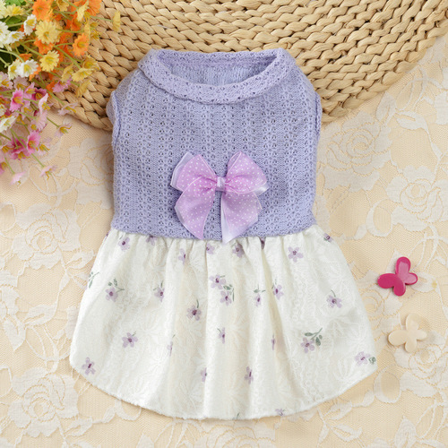  New Autumn and Winter Pet Clothes Bow Sweater Skirt Fashion Dog Clothes Princess Skirt Dog Clothing