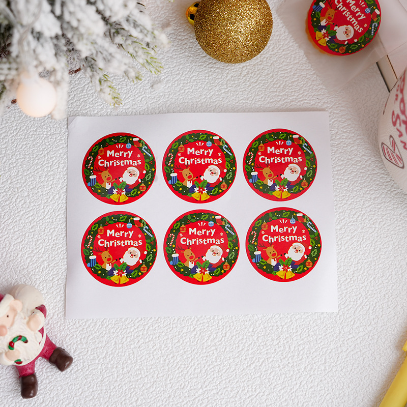クリスマスラウンドins漫画赤かわいいクリスマスシールステッカーギフト包装キャンディーバッグ装飾ステッカー|undefined