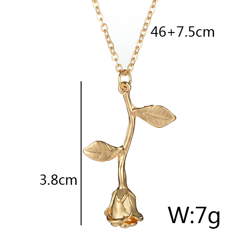 Valentineu0027s Day Rose Alloy Single Simple Love Aluminum Necklace Clavicle Chain Wholesale