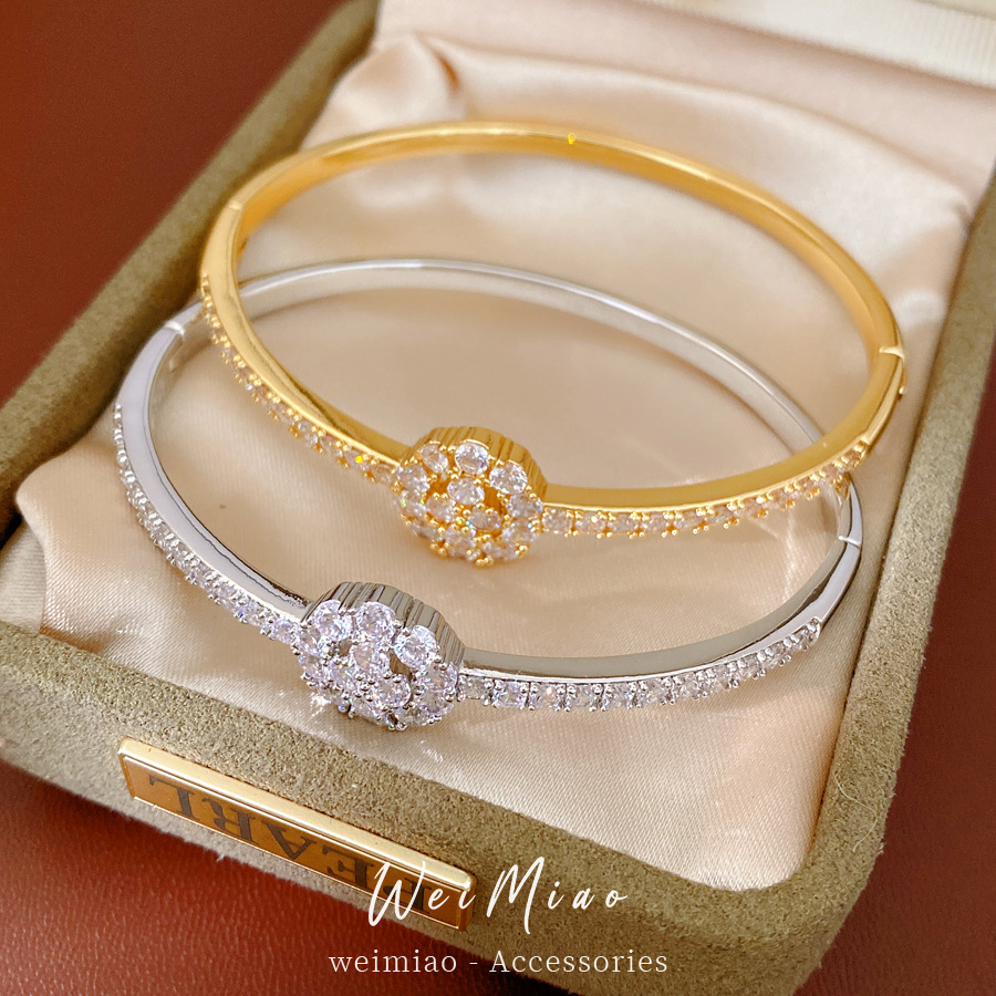 18k oro real electronita de piedra elíptica pulsera de hebilla de flores delicada pulsera de alta calidad lujosa joyas de nicho