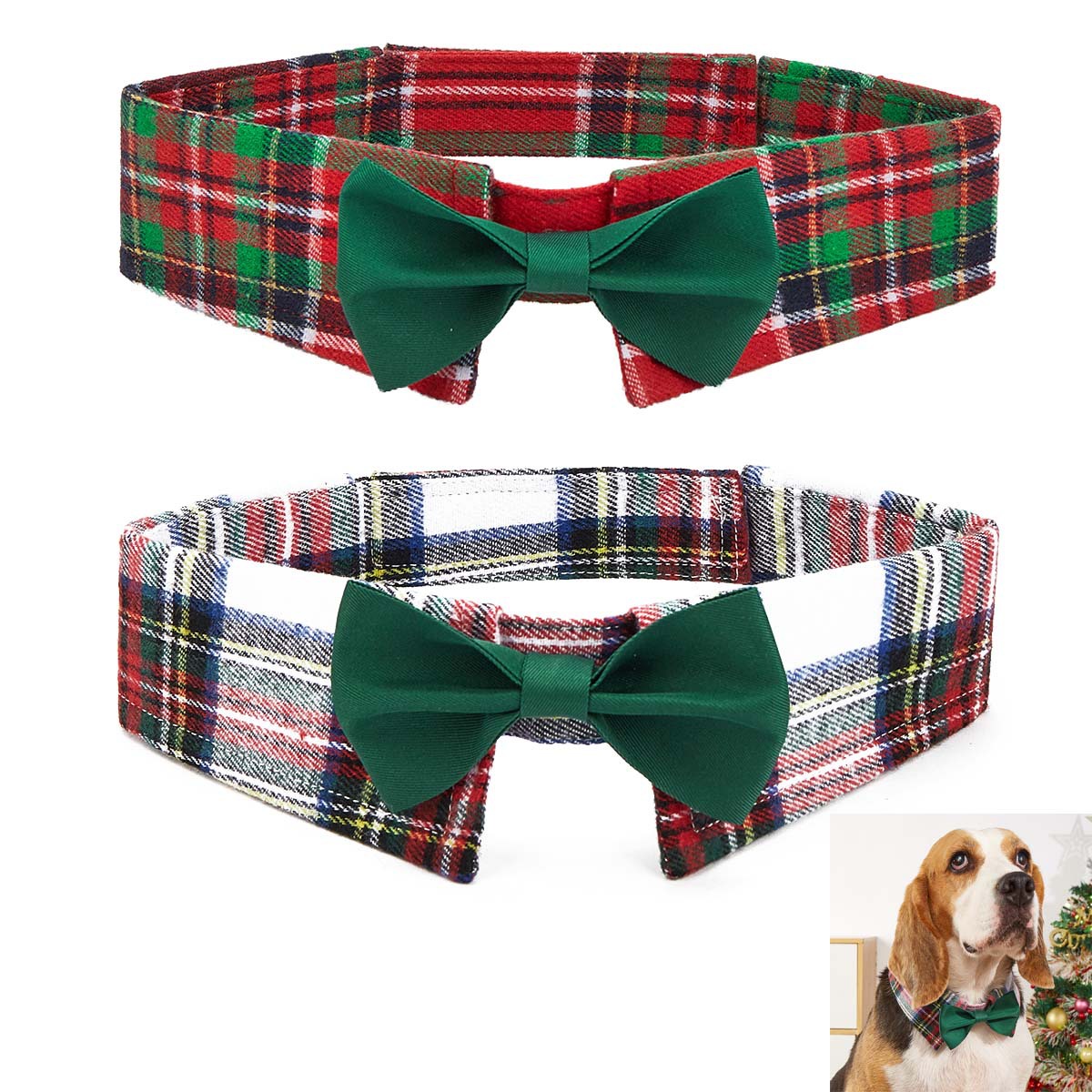 Fabricantes de nuevos productos transfronterizos en stock de rejilla de Navidad corbata de mascotas velcro ajustable accesorios de mascotas arco