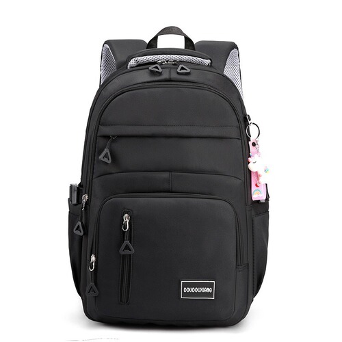 Cross-border large-capacity schoolbag for junior high school students, pure color casual backpack, multi-compartment travel bag, fashionable schoolbag