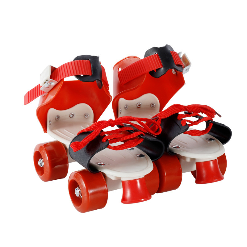 Factory Direct Supply Children's Adjustable Roller Skates Double-Row Skates Simple Four-Wheel Inline Skates Walking Shoes