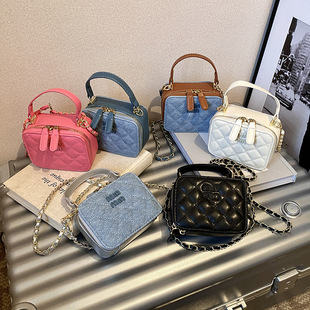 Korean Fashion Rhomboid Bucket Bag for Boys and Girls Western Style Mini Solid Color Children's Handbag New Children's Chain Bag