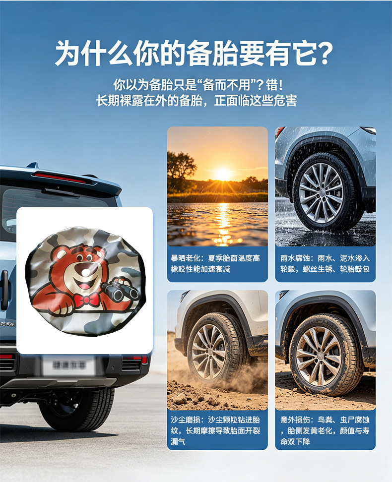 Thickened Sun Protection and Rainproof Tire Cover Customized Logo Printed Spare Tire Cover Anti-Scratch Tire Protection Cover
