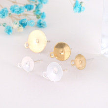 S925银针带吊平头耳钉 DIY耳饰耳环配件带吊珍珠平托平底耳针批发