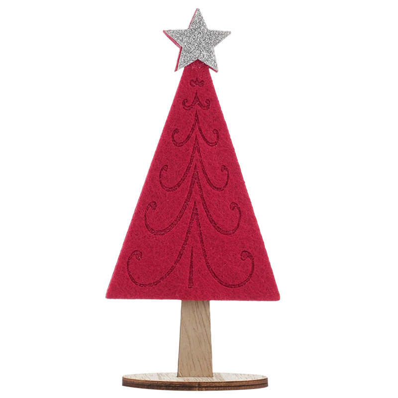 Nuevo árbol de Navidad de madera rojo verde decoración de escritorio decoración de estrellas Navidad atmósfera de props