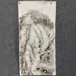 Qing Jiang Yun Landscape Painting Scroll Scroll Famous Painting Replica Calligraphy and Painting Chinese Study Entrance Hanging Painting Decorative Painting