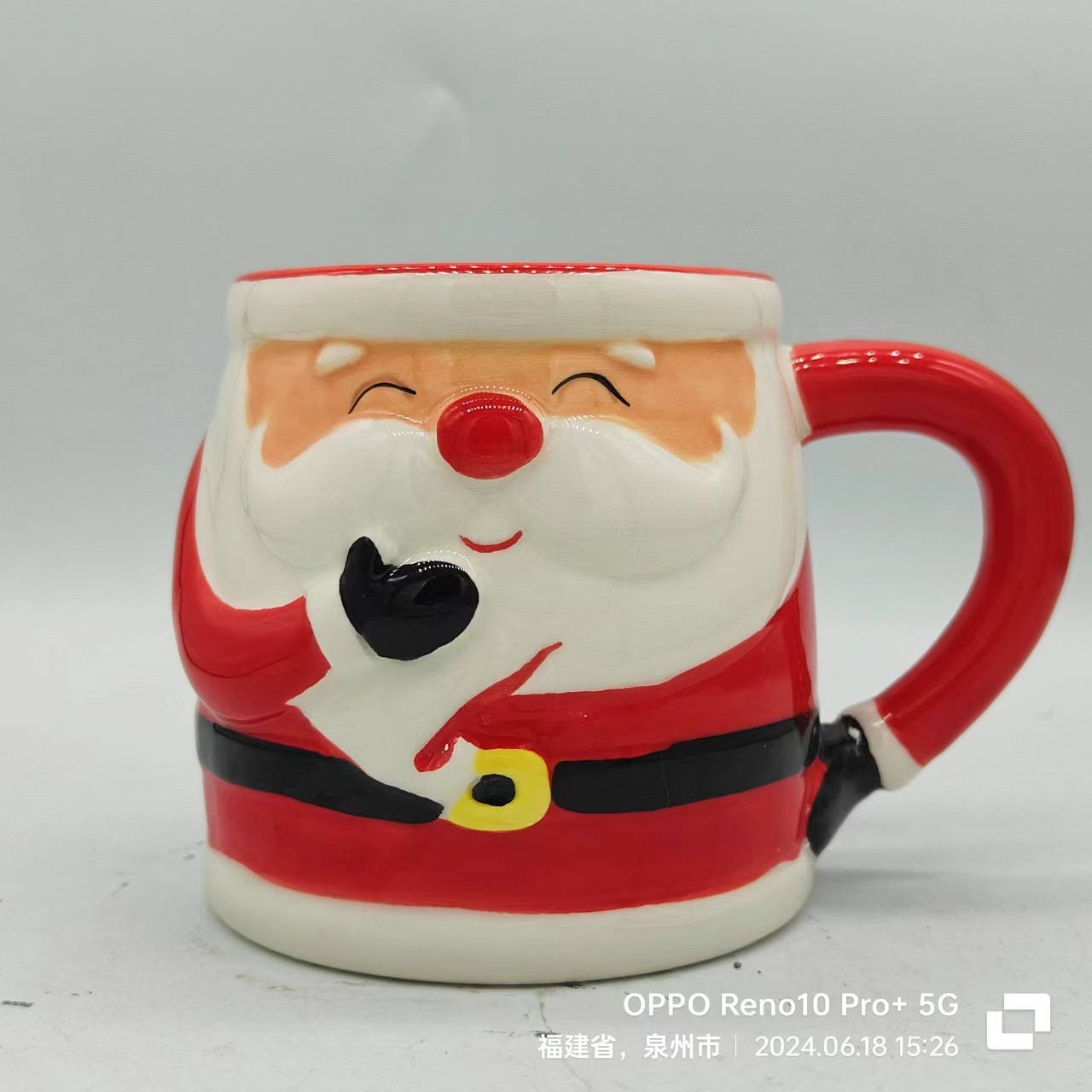 Venta directa de fábrica Santa Claus taza de cerámica taza de Navidad pintada a mano mini
