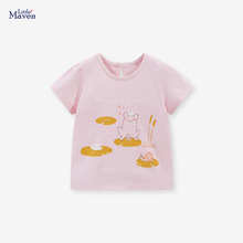 Little maven2024夏季新款女童上衣欧美风卡通童装儿童T恤短袖