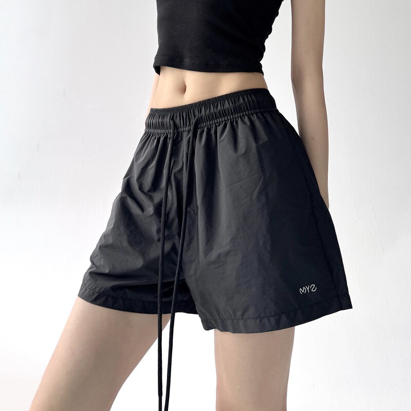 Drawstring Quick-Drying Shorts Women's Summer Thin Loose Casual Fitness Three-Point Pants High-Waisted Versatile Wide-Leg Sports Pants