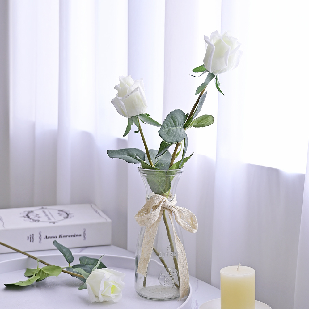 S.A.S. Romántico humectante flores simuladas brotes de rosas adornos para el hogar una sola rosa sensación de flores