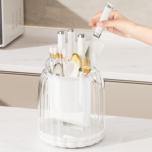 Blue Kitchen Light Luxury Rotating Knife Stand Household Countertop Multifunctional Chopstick Stand Drainage Storage Box Knife Rack