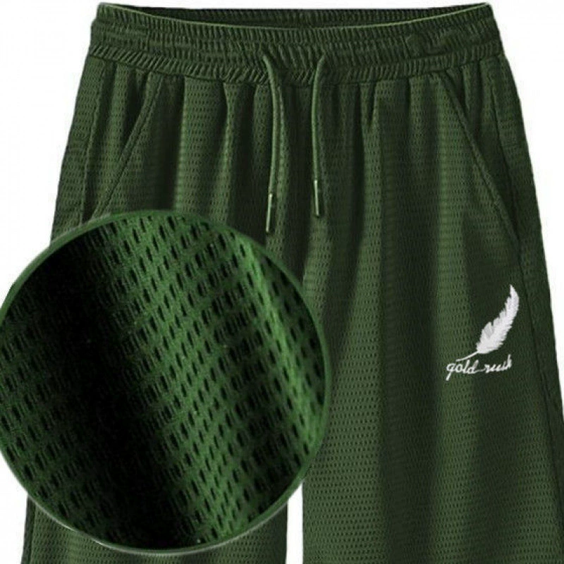 Мужские летние леггинсы, быстросохнущие дышащие брюки из ледяного шелка, сетчатые эластичные спортивные брюки, молодежные тонкие повседневные брюки